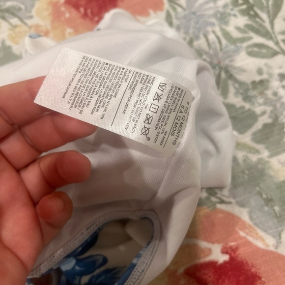 Janie and Jack White and Blue Floral Ruffle Swimsuit - Picture 5 of 5